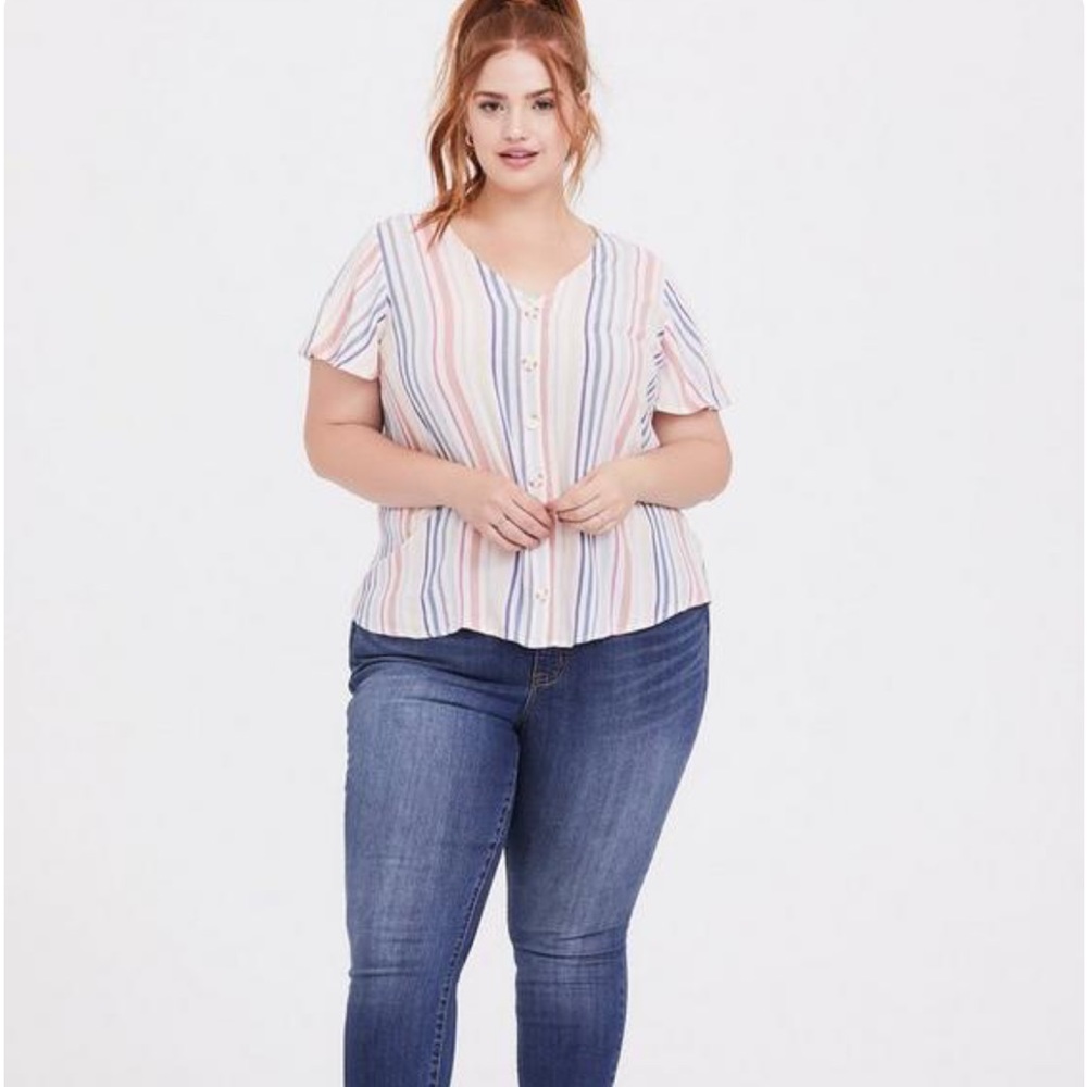 Torrid Tan Stripe Blouse